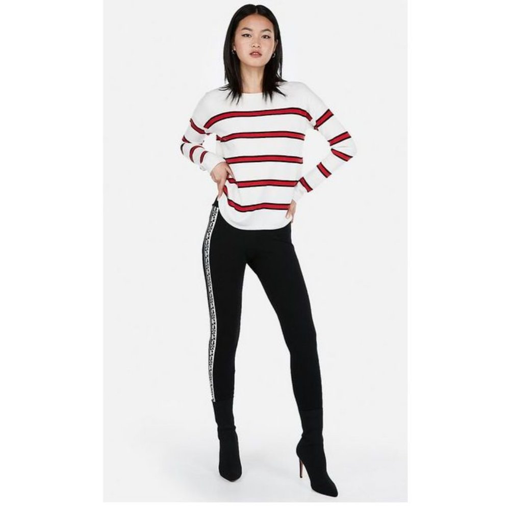 Express Striped Shirttail Hem Sweater XL